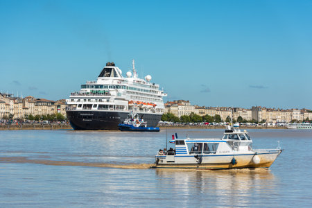 FRANCE, BORDEAUX - SEPTEMBER 20: Famous dutch cruise ship Prinsendam in Bordeaux, France on September 20, 2015のeditorial素材