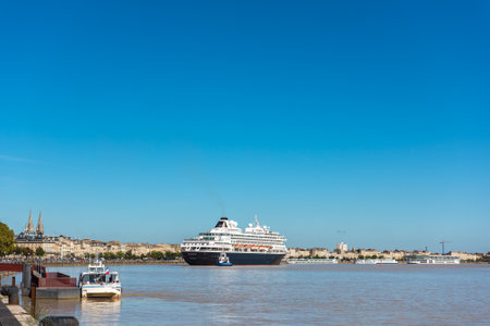 FRANCE, BORDEAUX - SEPTEMBER 20: Famous dutch cruise ship Prinsendam in Bordeaux, France on September 20, 2015のeditorial素材