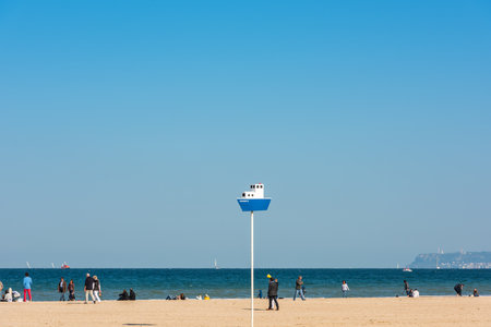 FRANCE, DEAUVILLE - SEPTEMBER 27: Deauville beach in autumn on September 27, 2015のeditorial素材