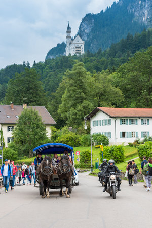GERMANY, HOHENSCHWANGAU - AUGUST 20:  Hohenschwangau street and Neuschwanstein Castle view on August 20, 2015のeditorial素材