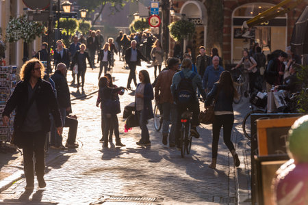NETHERLANDS, UTRECHT - OCTOBER 01: people on the street of Utrecht on October 1, 2015のeditorial素材