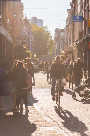 NETHERLANDS, UTRECHT - OCTOBER 01: people on the street of Utrecht on October 1, 2015のeditorial素材