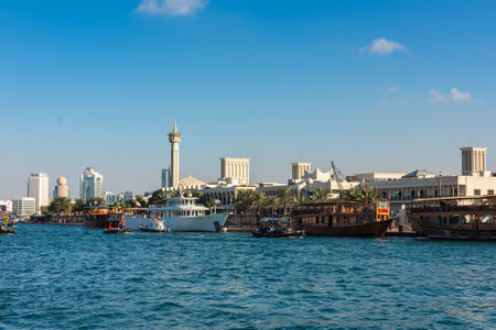 UAE, DUBAI - DECEMBER 27: traditional arabic boats at Dubai creek on December 27, 2014のeditorial素材