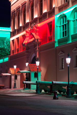 MONACO, MONACO - DECEMBER 25: honor guard on duty at royal palace residence of prince of Monaco, Europe on December 25, 2012のeditorial素材