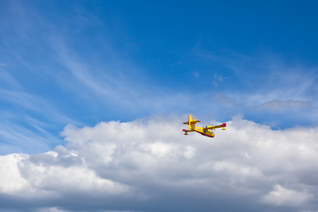Firefighting plane training in the air 
