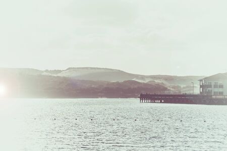 View of The Arcachon Bay and The Duna of Pyla, Aquitaine, France. Toned imageの写真素材