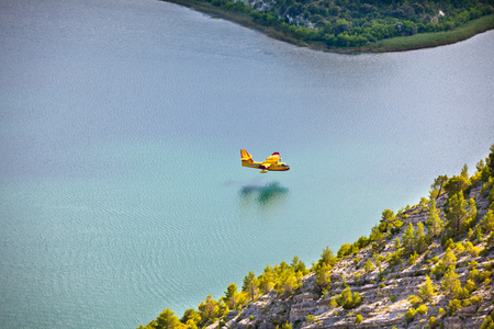 Firefighting plane training in Krka park, Croatia