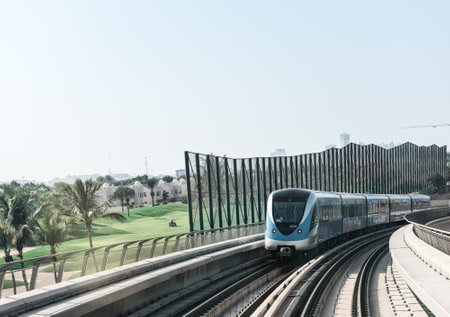 UAE, DUBAI - DECEMBER 31: view on subway road on downtown city Dubai. United Arab Emirates on December 31, 2014のeditorial素材