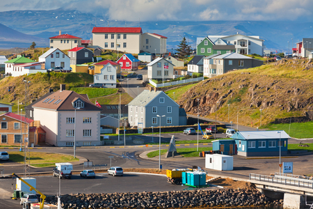 The town of Stykkisholmur, Snaefellsnes peninsula, the western part of Icelandの写真素材