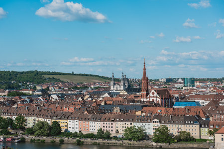 GERMANY, WURZBURG - MAY 21: Aerial view of the historic city of Wurzburg, region of Franconia, Northern Bavaria on May 21, 2015のeditorial素材
