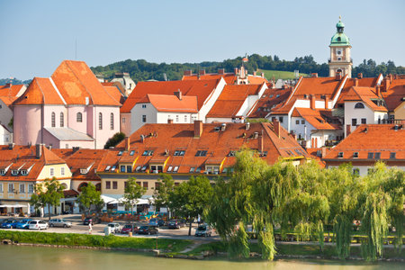 SLOVENIA, MARIBOR - JULY 18: Skyline of Maribor city in the sunny day, Slovenia on July 18, 2014