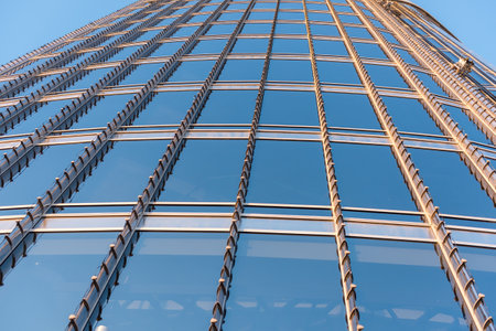 DUBAI, UAE - JANUARY 2, 2015: Glass wall details of Burj Khalifa, the highest building in the world...