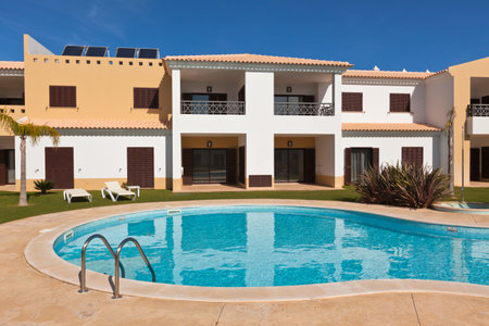 PORTUGAL, SAGRES - FEBRUARY 03, 2013: 
modern townhouse with apartments and swimming pool in Sagres Portugalのeditorial素材