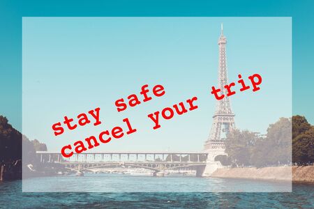 Travel vacations cancelled because of coronavirus pandemic. Worldwide borders closures. Travel ban...