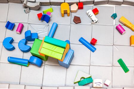 Children colorful playground top view in off-hours.