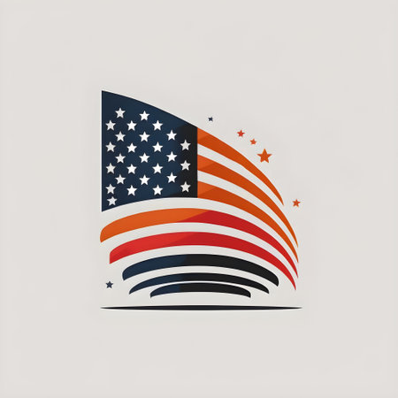 USA, United States of America flag for patriotic badge, label. 4th of July Independence Day, Presidents day National freedom day, Election day, Veterans day, Memorial Day symbol. AI Generative contentの素材