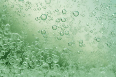 Skincare cosmetics product macro texture sage green color background with copy space. Beauty and skin care product deep hydration or soothing swatch. AI Generative contentの素材