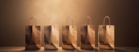 Christmas, New Year or birthday gift eco shopping bags banner background for sales event flayers, promotion letters. AI Generative contentの素材