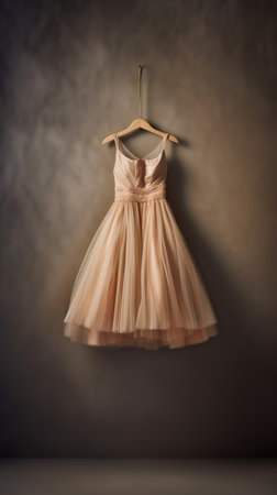 Pink tulle ballet tutu dress vertical background with copy space. Balletcore fashion style, dance art, choreography classes promotion. AI Generative contentの素材