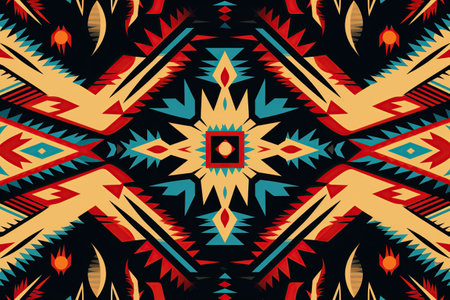 Native American traditional pattern ethnic design background in earth colors. AI Generative contentの素材