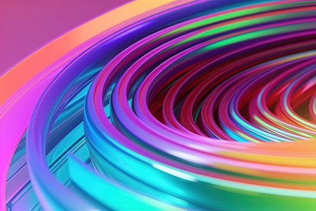 Abstract background with vibrant hues rainbow colored gradient spiral design. AI Generated Contentの素材
