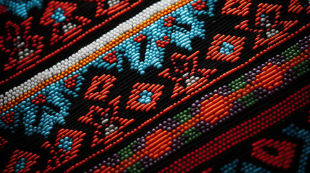 Native American traditional pattern ethnic design embroidery background. AI Generative contentの素材