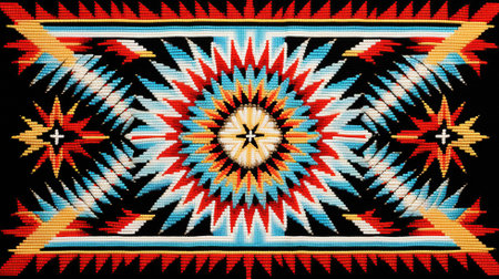 Colorful embroidery on a black background. Ethnic pattern.の素材