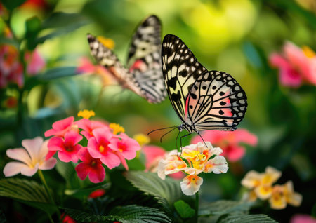 Butterfly on a flower in the garden with nature background.の素材