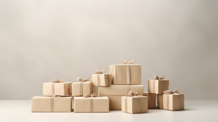 Boxes with gifts on a white background. 3d rendering.の素材