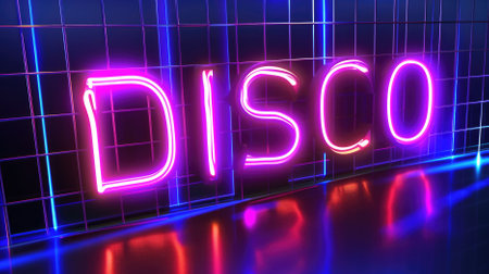 Illustration of a neon sign in the shape of the word Discoの素材