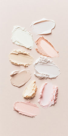 Fluid cosmetics textures featuring spread highlighter and foundation cream, AI generatedの素材