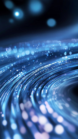 Cosmic space swirl with blue tech theme in vertical format, suitable for background, AI Generatedの素材