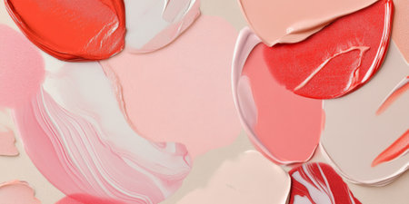 Lipstick cosmetics textures spread in various colors creating abstract background, AI generatedの素材