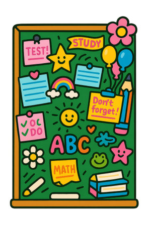 Back to school maximalist design with vibrant educational elements, AI generatedの素材
