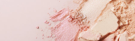 Eyeshadow and blush cosmetics textures spread on surface, background, AI generatedの素材