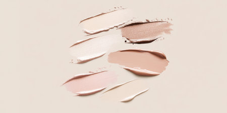 Fluid cosmetics textures featuring spread highlighter and foundation cream, AI generatedの素材