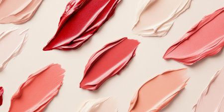 Lipstick cosmetics textures spread in various colors creating abstract background, AI generatedの素材