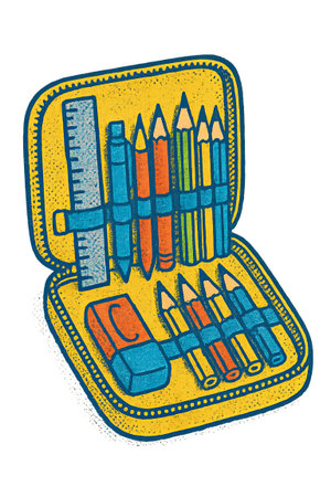 Back to school supplies in vintage style with isolated transparent background, AI Generatedの素材