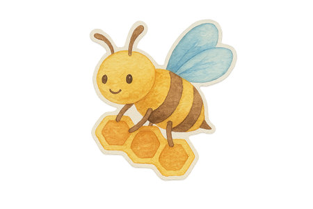 Bee holding honeycomb on transparent background, AI Generatedの素材