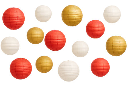 Mid autumn festival lanterns isolated on transparent background, AI generatedの素材