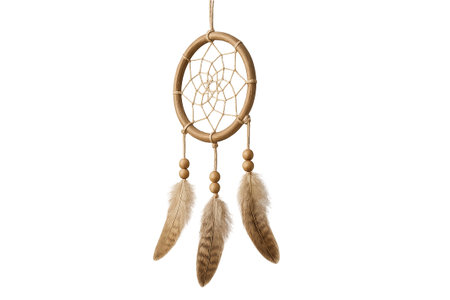 Dreamcatcher with feathers isolated on white, perfect for Indigenous Peoples Day, AI Generatedの素材