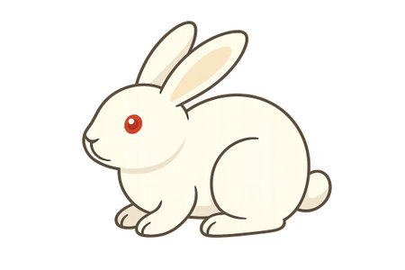 Mid autumn festival white rabbit illustration on transparent background, AI generatedの素材