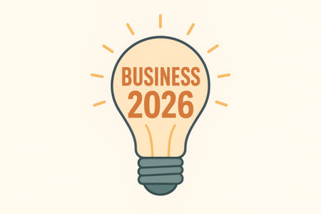 Lightbulb with business 2026 text inside, concept for future planning, AI generatedの素材