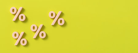 Pastel percentage signs on chartreuse background for black friday sale promo, AI generatedの素材