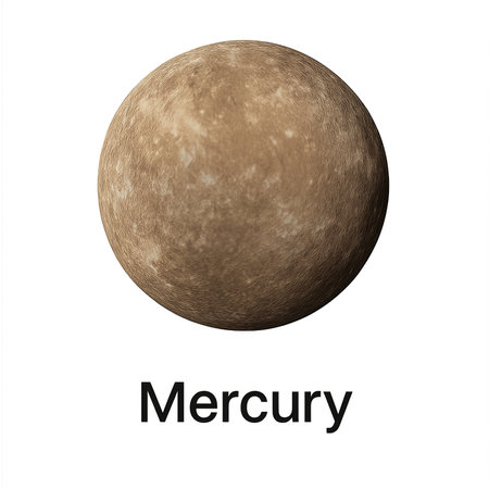 Isolated planet Mercury in space, on transparent background, concept of astronomy, AI generatedの素材