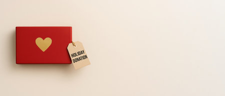Christmas donation box with heart on neutral background, AI Generatedの素材