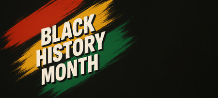 Black history month banner with colorful brush strokes, suitable for backgrounds, AI Generatedの素材