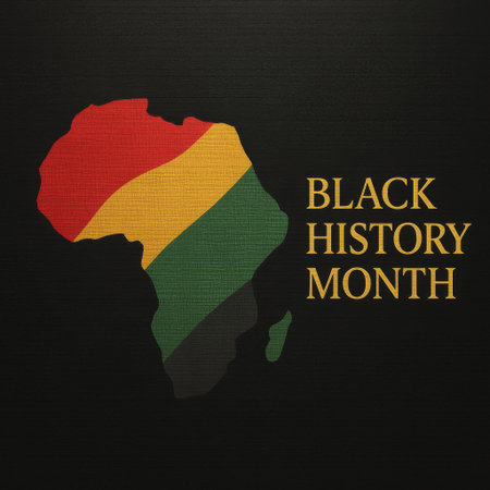 Black history month map silhouette with African colors, background, AI generatedの素材
