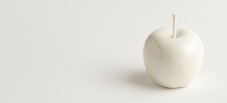 White apple on neutral background with minimalistic design, AI Generatedの素材