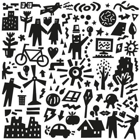 nature ,ecology doodlesのイラスト素材